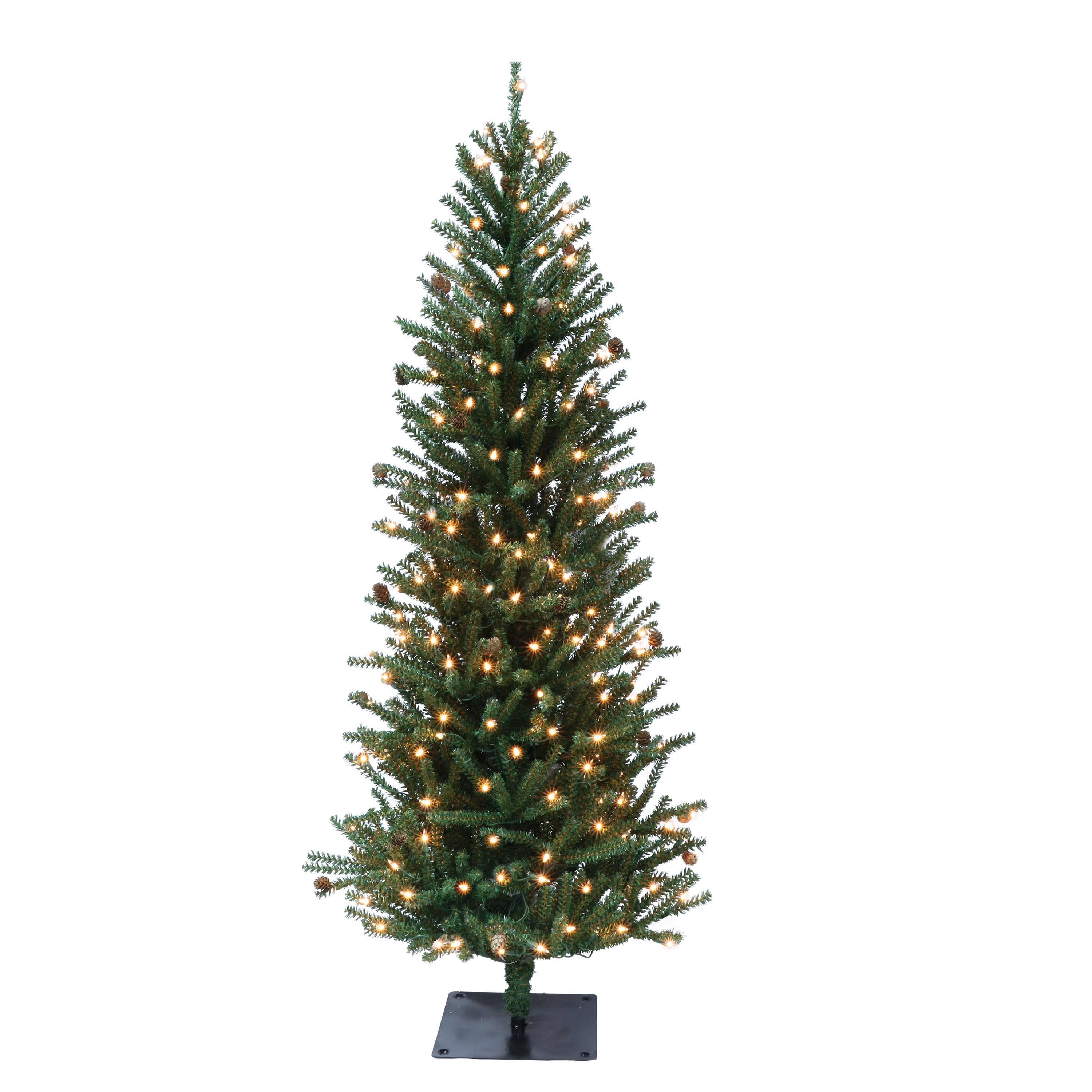 5 ft Pre-Lit Artificial Christmas Tree with Pinecones and 200 UL Clear Lights Burlap Sac Base Green 1835-ST50C2A